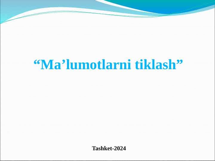 “Ma’lumotlarni tiklash”