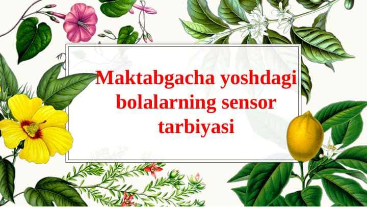 Maktabgacha yoshdagi bolalarning sensor tarbiyasi