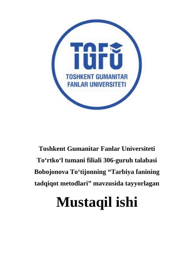 tarbiya fanining tadqiqot metodlari