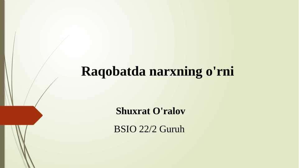 Raqobatda narxning o'rni
