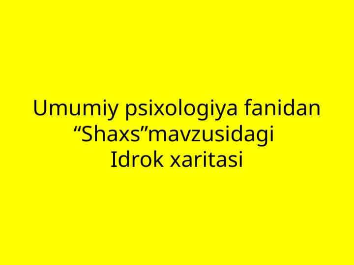 Shaxs Idrok xaritasi