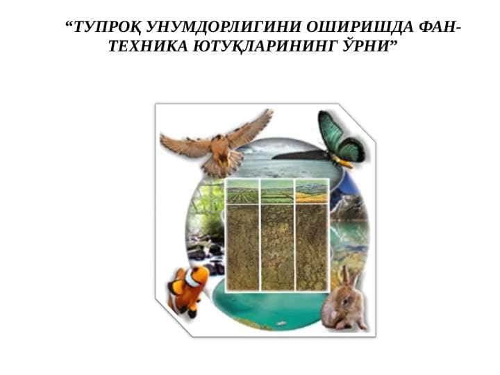 “ТУПРОҚ УНУМДОРЛИГИНИ ОШИРИШДА ФАН-ТЕХНИКА ЮТУҚЛАРИНИНГ ЎРНИ”