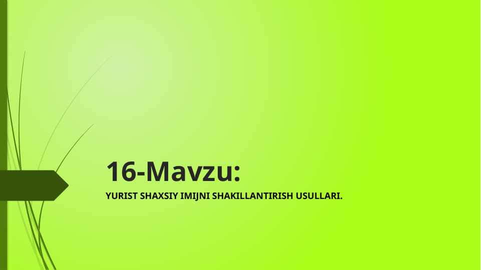 YURIST SHAXSIY IMIJNI SHAKILLANTIRISH USULLARI.