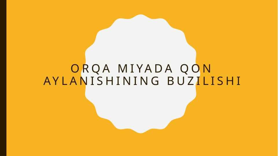 Orqa miyada qon aylanishining buzilishi