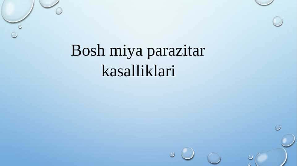 Bosh miya parazitar kasalliklari