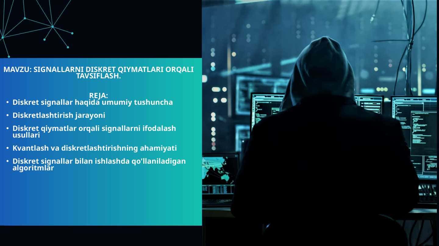 SIGNALLARNI DISKRET QIYMATLARI ORQALI TAVSIFLASH