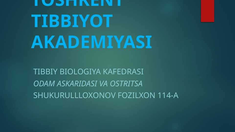Odam askaridasi va ostritsa