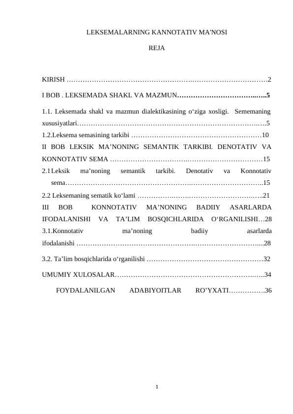 LEKSEMALARNING KANNOTATIV MA'NOSI