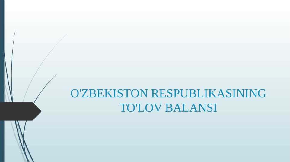 O'ZBEKISTON RESPUBLIKASINING TO'LOV BALANSI