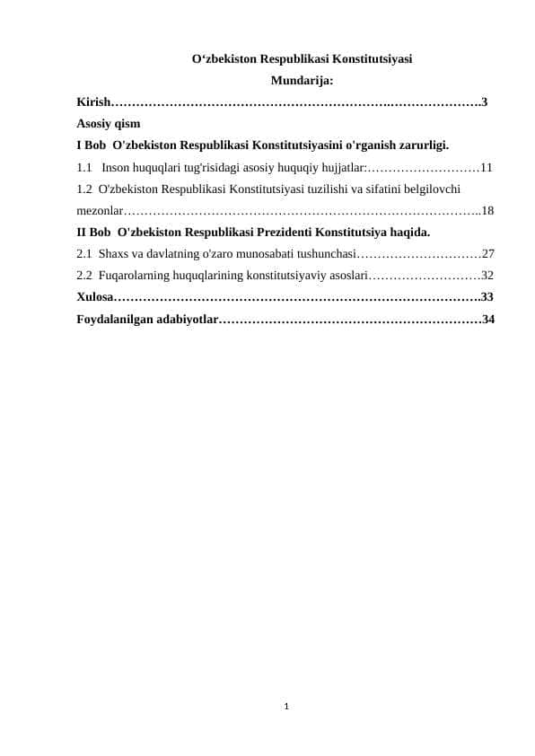 O‘zbekiston Respublikasi Konstitutsiyasi