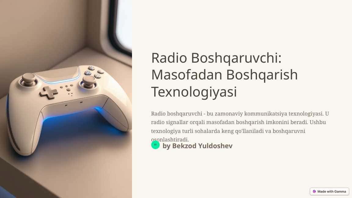 Radio Boshqaruvchi: Masofadan Boshqarish Texnologiyasi
