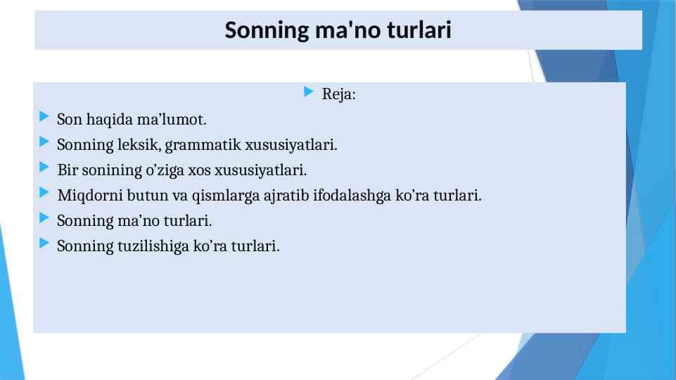 Sonning ma'no turlari