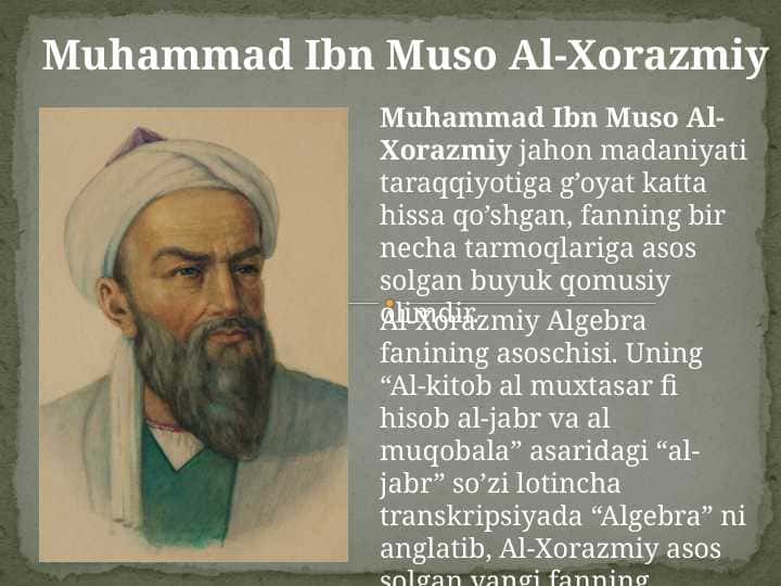 Muhammad Ibn Muso Al-Xorazmiy