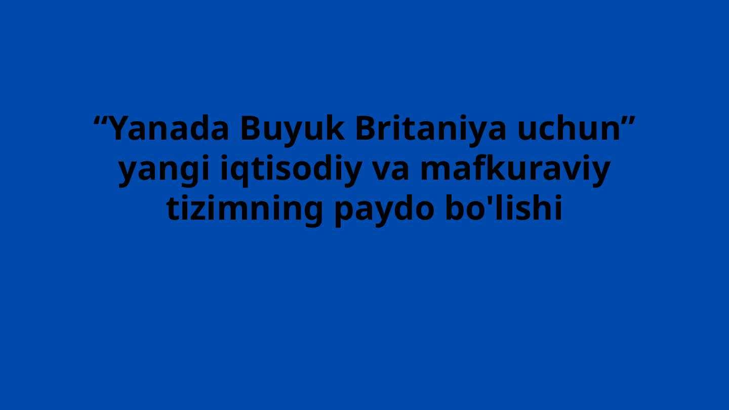Buyuk Britaniya uchun yangi iqtisodiy va mafkuraviy tizimning paydo bo’lishi.