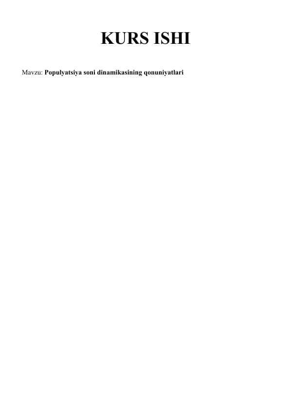 Populyatsiya soni dinamikasining qonuniyatlari