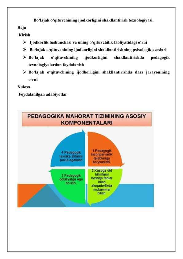 Bo‘lajak o‘qituvchining ijodkorligini shakllantirish texnologiyasi.25