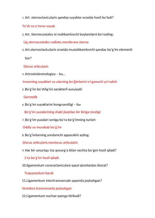 anatomiya test savollar