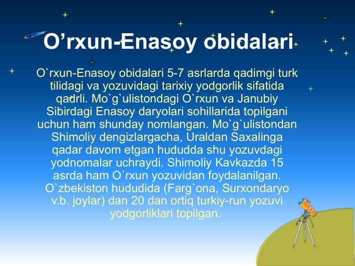 O’rxun-Enasoy obidalari