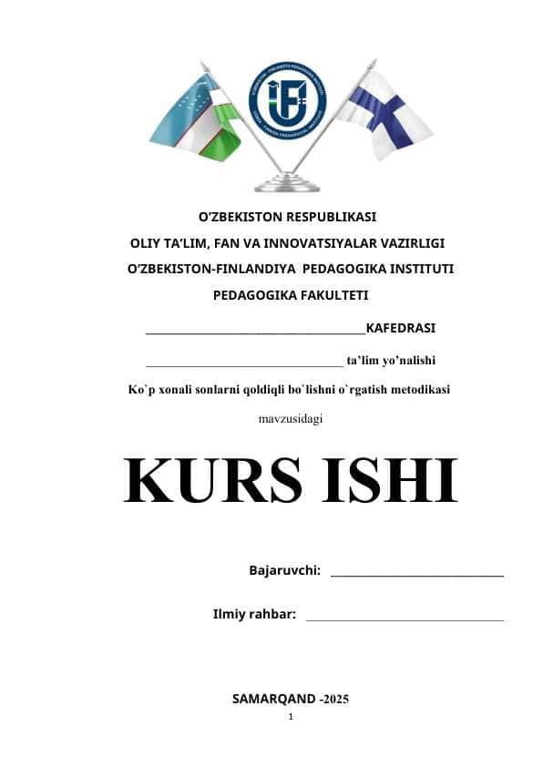 Ko'p xonali sonlarni qoldiqli bo'lishni o'rgatish metodikasi
