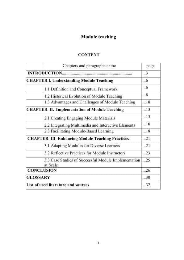Module teaching