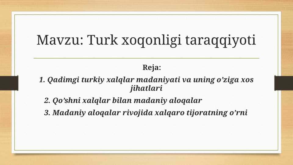 Turk xoqonligi taraqqiyoti
