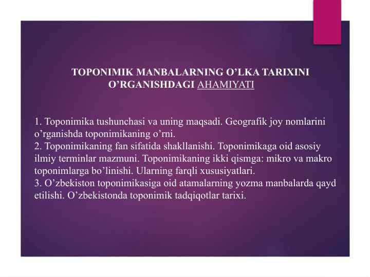 TOPONIMIK MANBALARNING