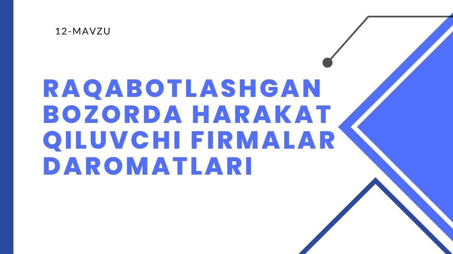 Raqobatlashgan bozorda firmalar daromadlari: iqtisodiy nazariya va amaliyot | Taqdimot | 1-kurs | Mustaqil ish