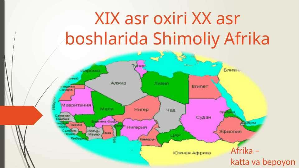 XIX asr oxiri XX asr boshlarida Shimoliy Afrika