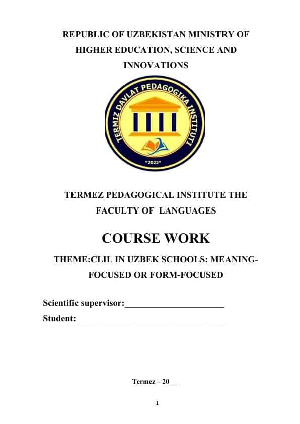 CLIL IN UZBEK SCHOOLS: MEANING-FOCUSED OR FORM-FOCUSED