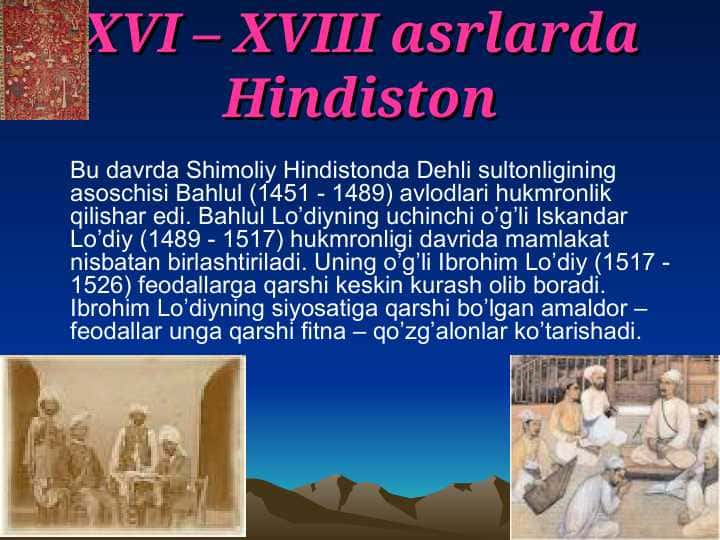 XVI – XVIII asrlarda Hindiston