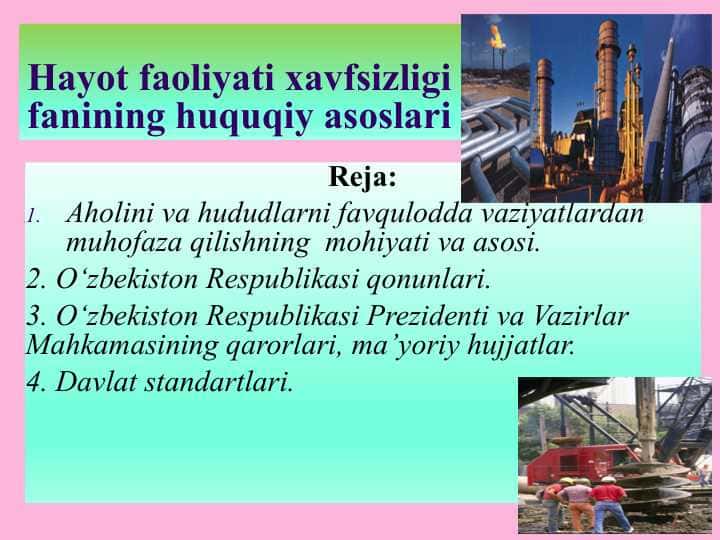 Hayot faoliyati xavfsizligi fanining huquqiy asoslari — копия