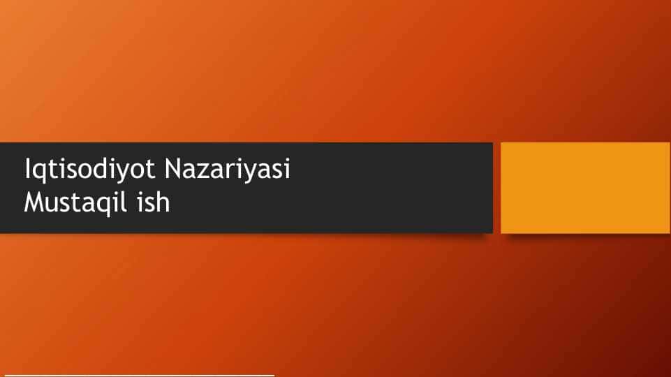 ISTE’MOL, JAMG‘ARMA VA INVESTITSIYALAR