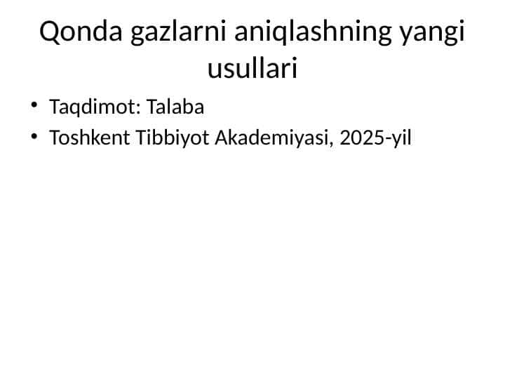 Qonda gazlarni aniqlash