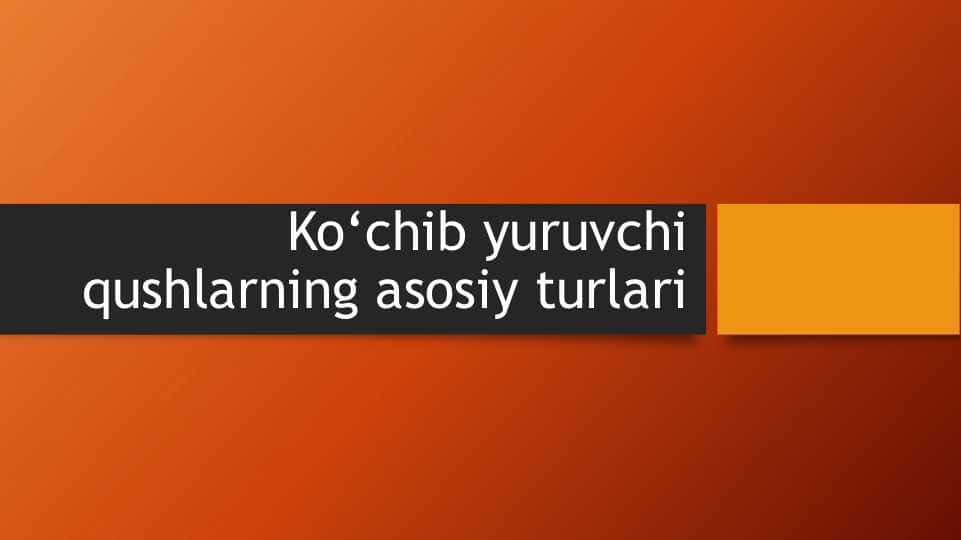 Ko‘chib yuruvchi qushlarning asosiy turlari