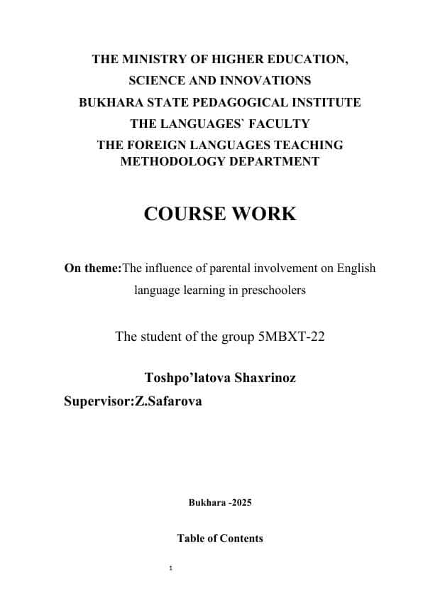 The influence of parental involvement on English language learning in preschoolers