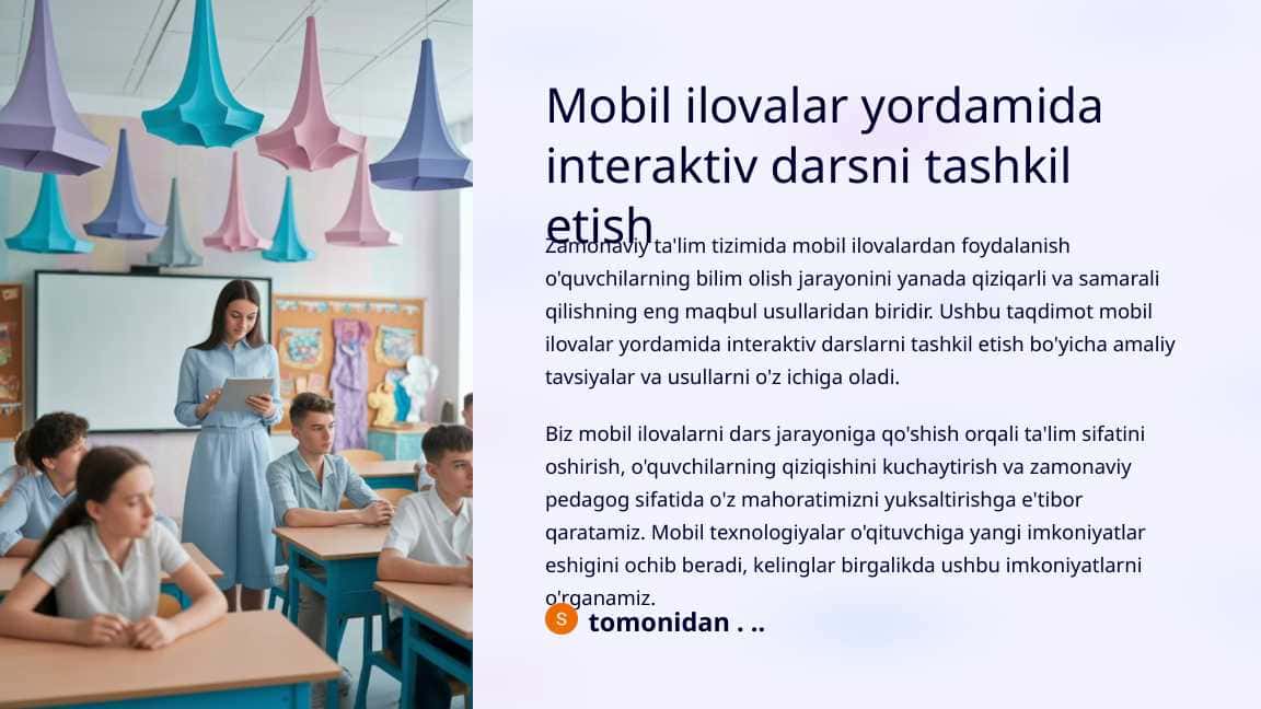 Mobil ilovalar yordamida interaktiv darsni tashkil etish