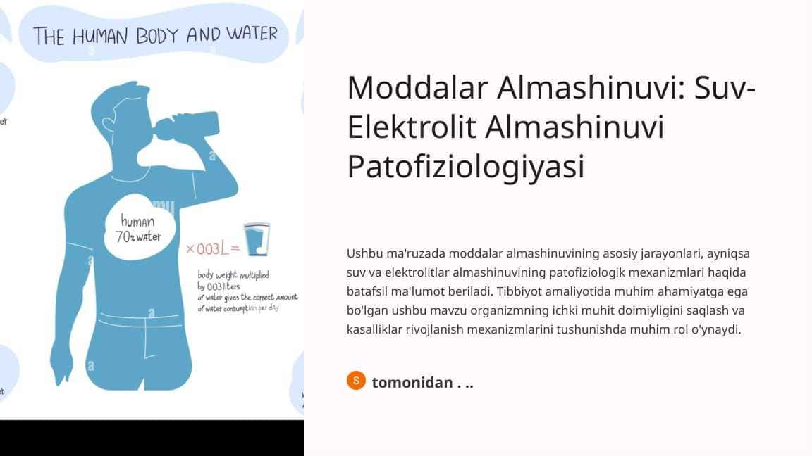 Moddalar Almashinuvi Suv-Elektrolit Almashinuvi Patofiziologiyasi