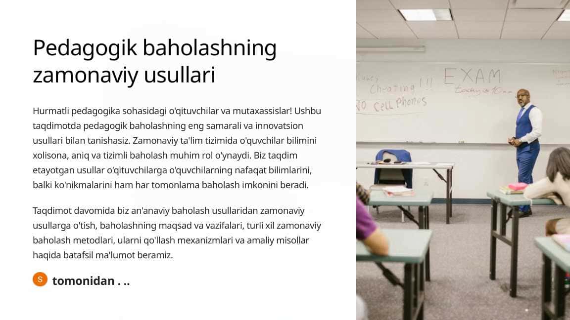 Pedagogik baholashning zamonaviy usullari