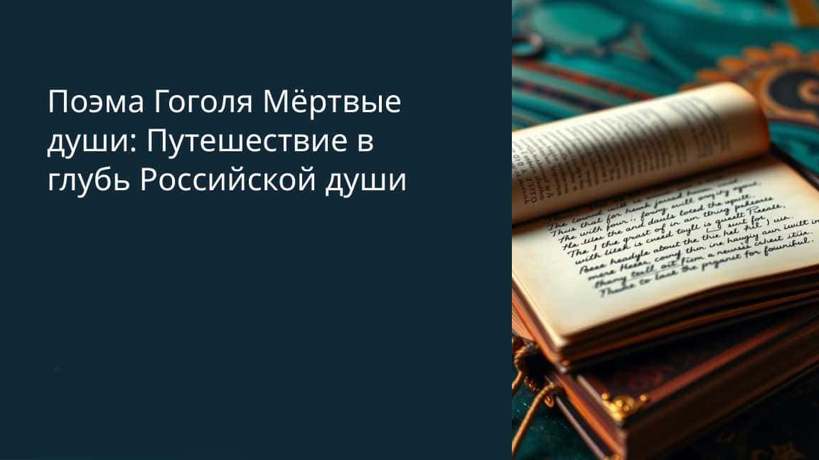 Поэма Гоголя Мёртвые души Путешествие в глубь Российской души