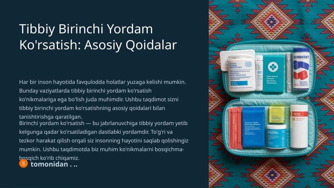 Birinchi Tibbiy Yordam Ko'rsatish Asosiy Qoidalar