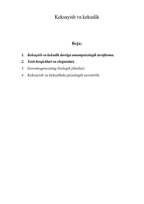 Keksayish va keksalik