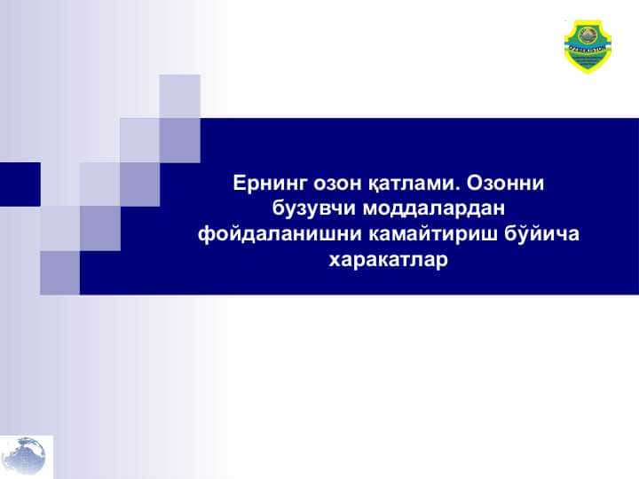 Ернинг озон қатлами. Озонни бузувчи моддалардан фойдаланишни камайтириш бўйича харакатлар