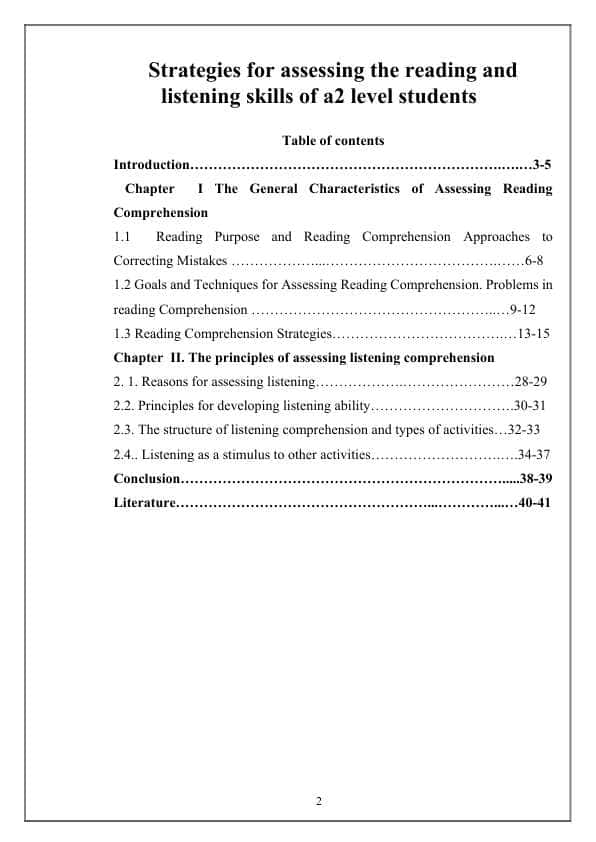 Strategies for assessing the reading and listening skills of a2 level students