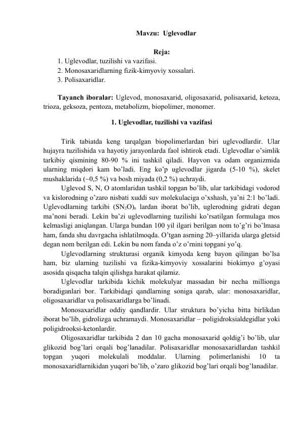 Uglevodlar