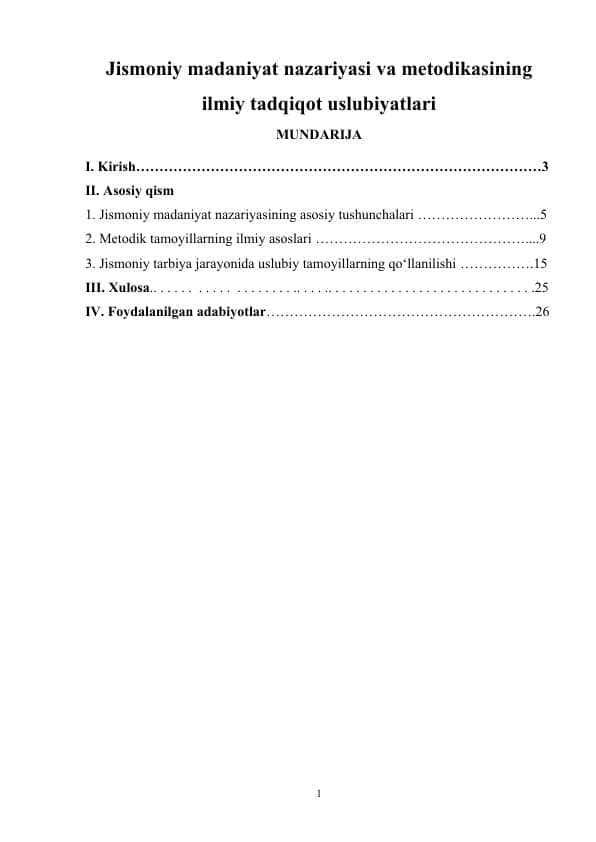 Jismoniy madaniyat nazariyasi va metodikasining ilmiy tadqiqot uslubiyatlari