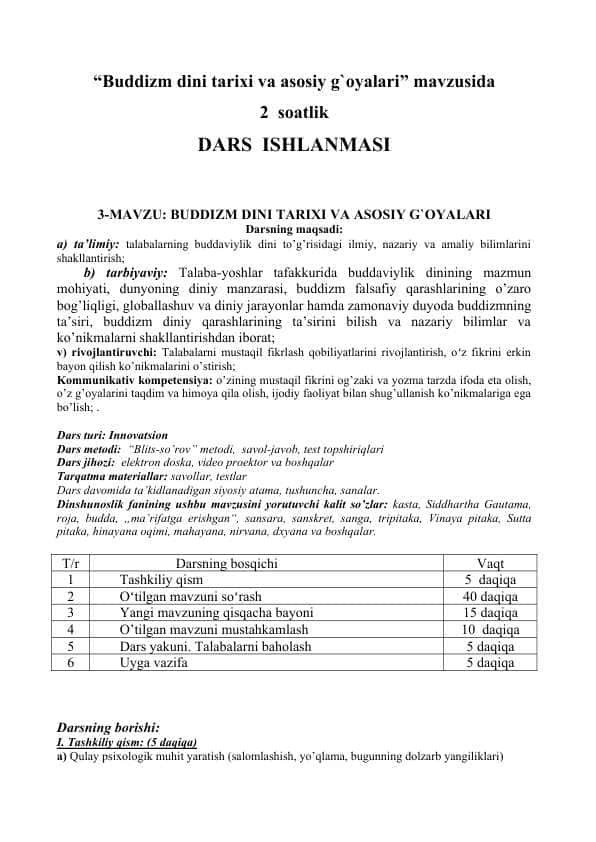 Buddizm dini tarixi va asosiy g`oyalari