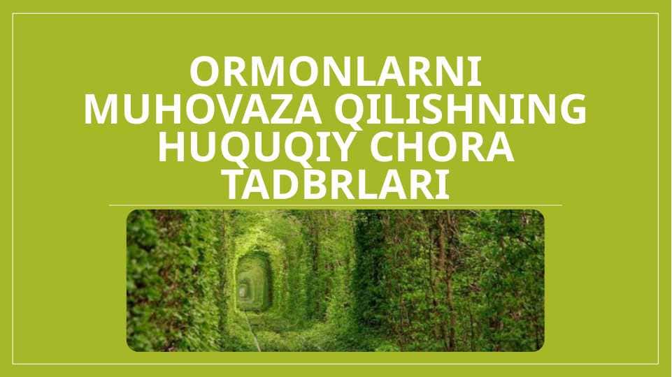 Ormonlarni muhovaza qilishning huquqiy chora tadbrlari