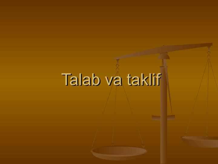 Talab va taklif