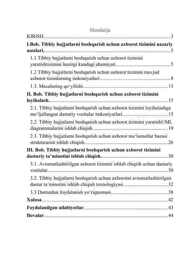 Tibbiy hujjatlarni boshqarish uchun axborot tizimini nazariy asoslari