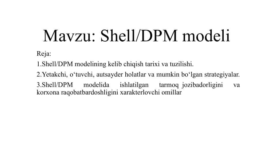 Shell/DPM modeli